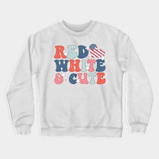 Red White & Cute 4th July Retro Independence Day Crewneck Sweatshirt